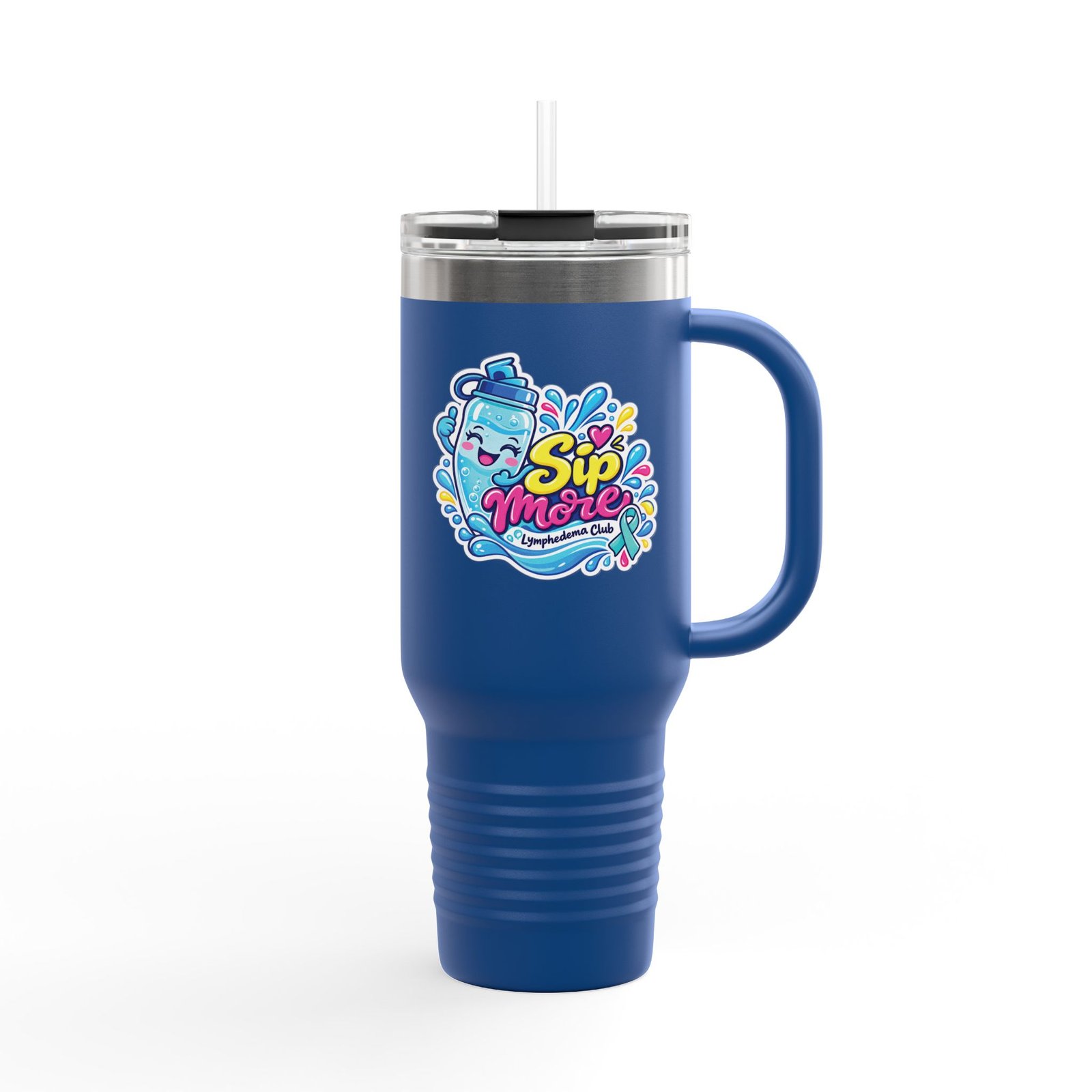 40oz Insulated Travel Mug - Colorful 'Sip More' Water Bottle Design - Image 16
