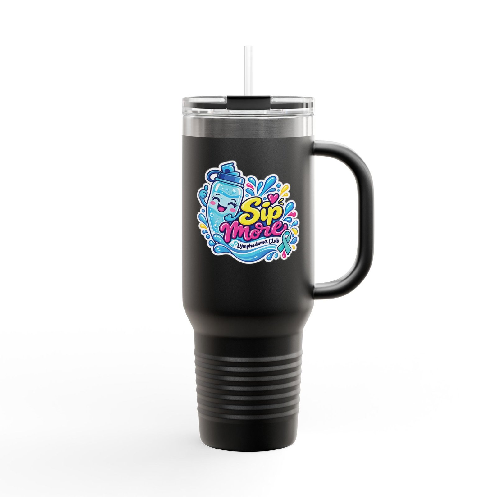 40oz Insulated Travel Mug - Colorful 'Sip More' Water Bottle Design - Image 11