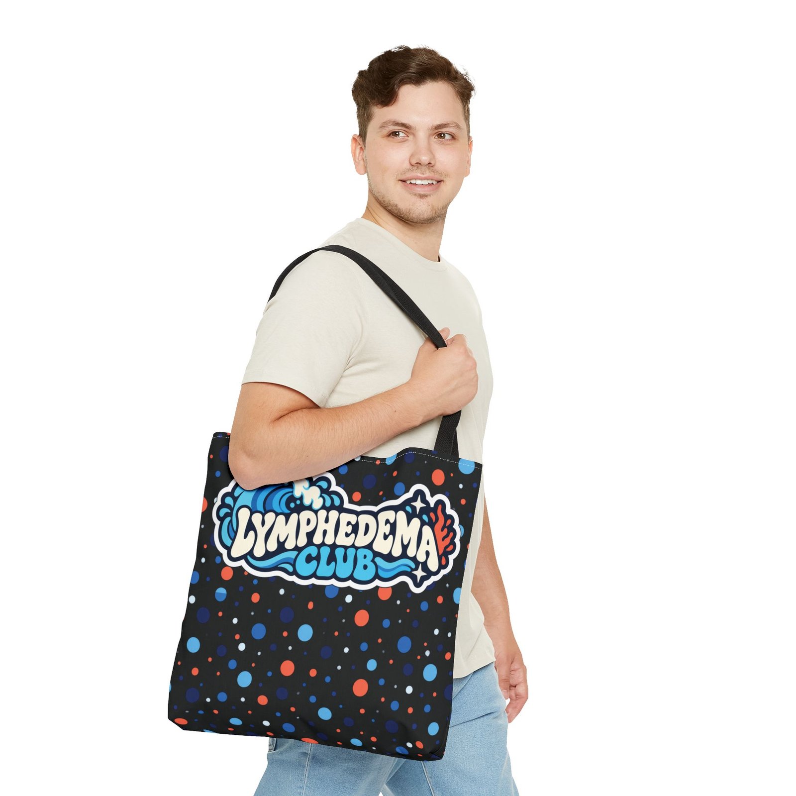 Lymphedema Club Tote Bag – Support Awareness - Colorful Polka Dot Design - Image 9
