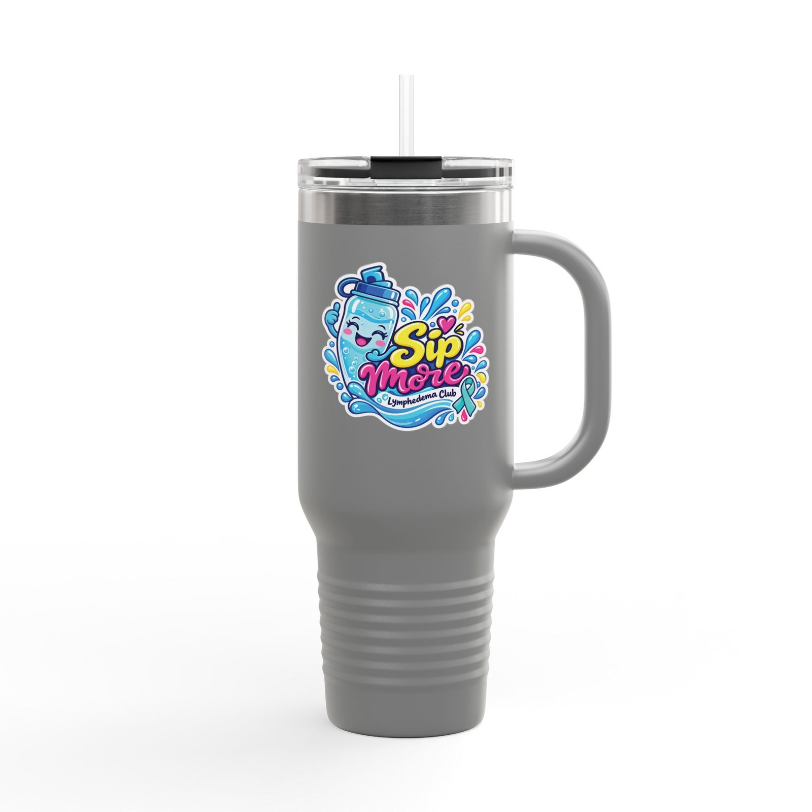 40oz Insulated Travel Mug - Colorful 'Sip More' Water Bottle Design - Image 12