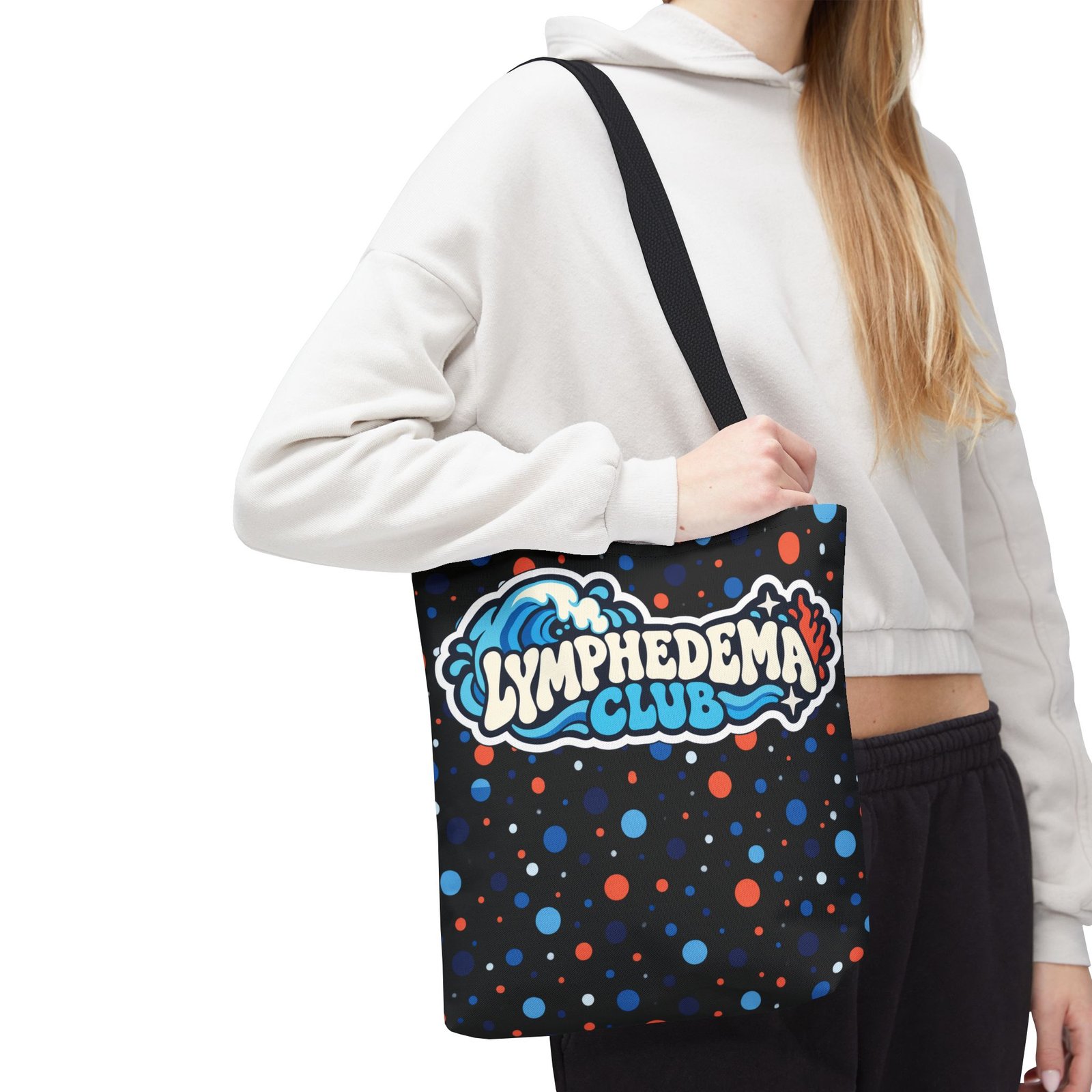 Lymphedema Club Tote Bag – Support Awareness - Colorful Polka Dot Design - Image 7