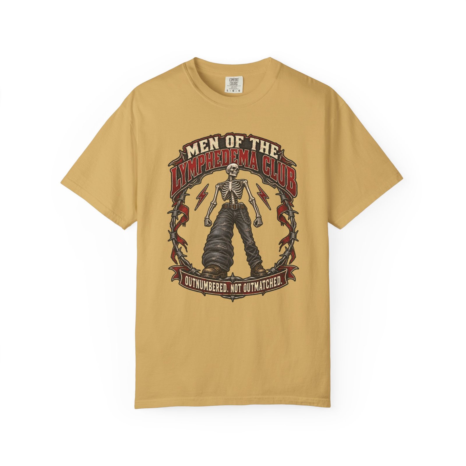 Lymphedema Club Graphic T-Shirt - "Men of the Lymphedema Club: Outnumbered, Not Outmatched" - Image 5