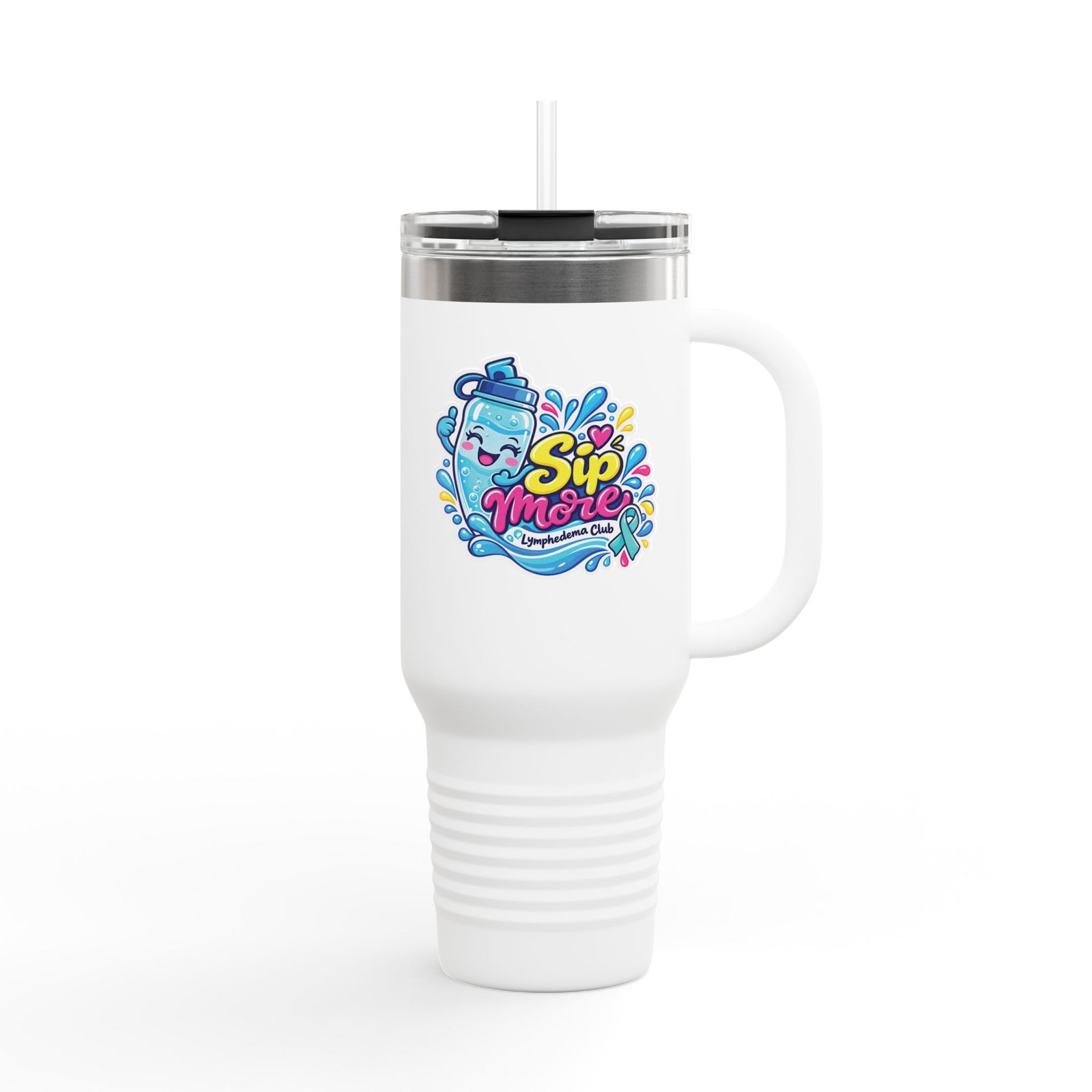 40oz Insulated Travel Mug - Colorful 'Sip More' Water Bottle Design - Image 10
