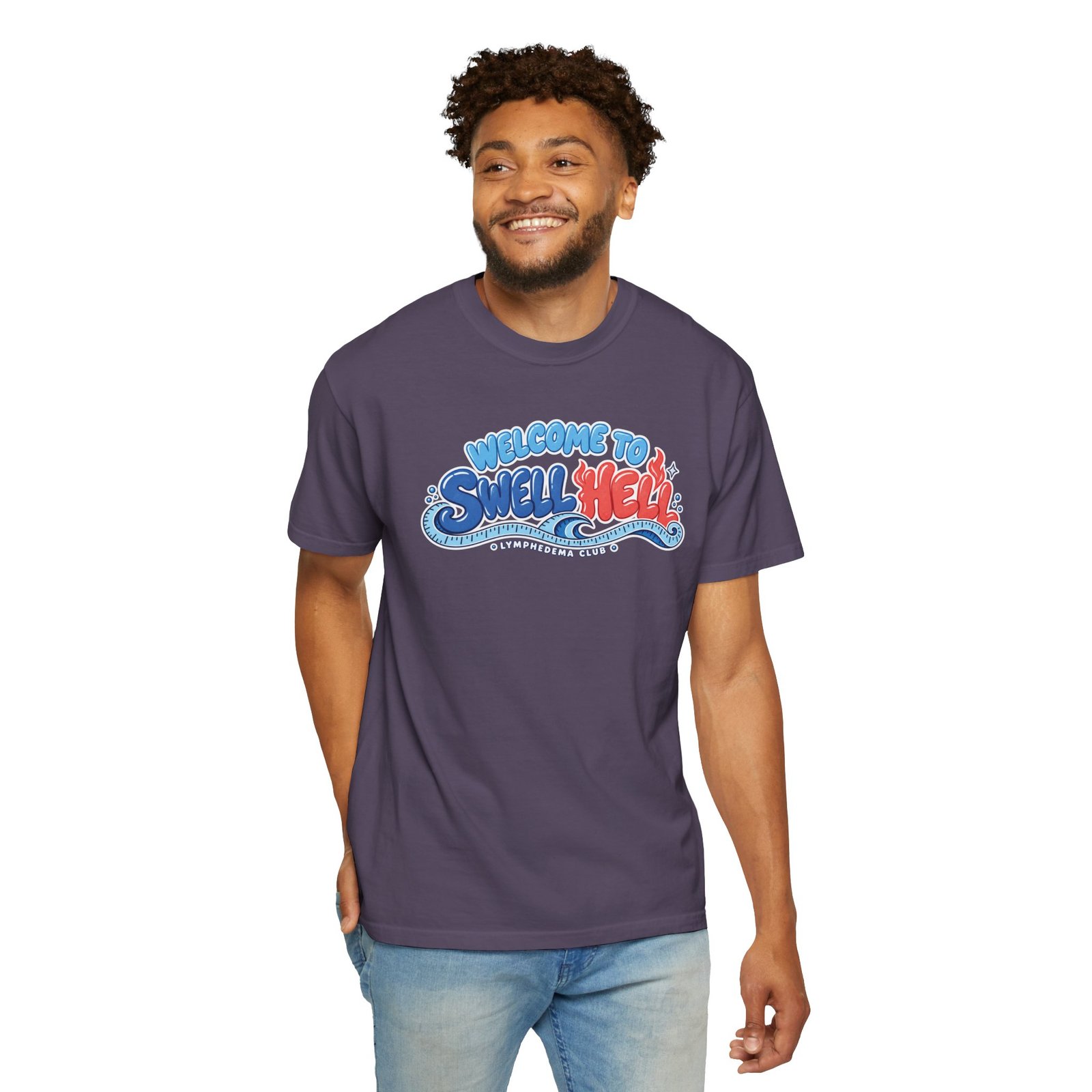 Welcome to Swell Hell Lymphedema Club Comfort ColorsĀ® 1717 T-Shirt - Dark Colors - Image 4