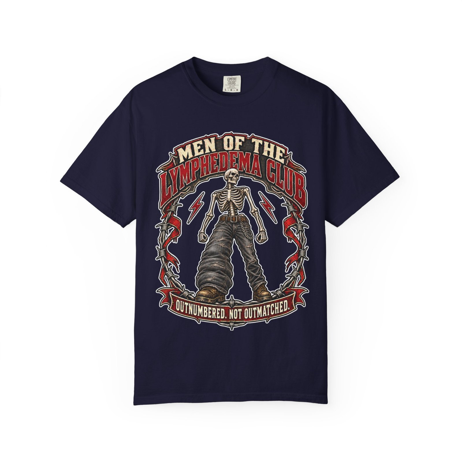 Lymphedema Club Graphic T-Shirt — "Men of the Lymphedema Club: Outnumbered, Not Outmatched" - Dark Colors - Image 9