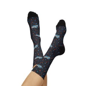 Lymphedema Club Socks with Colorful Dots on a Black Background