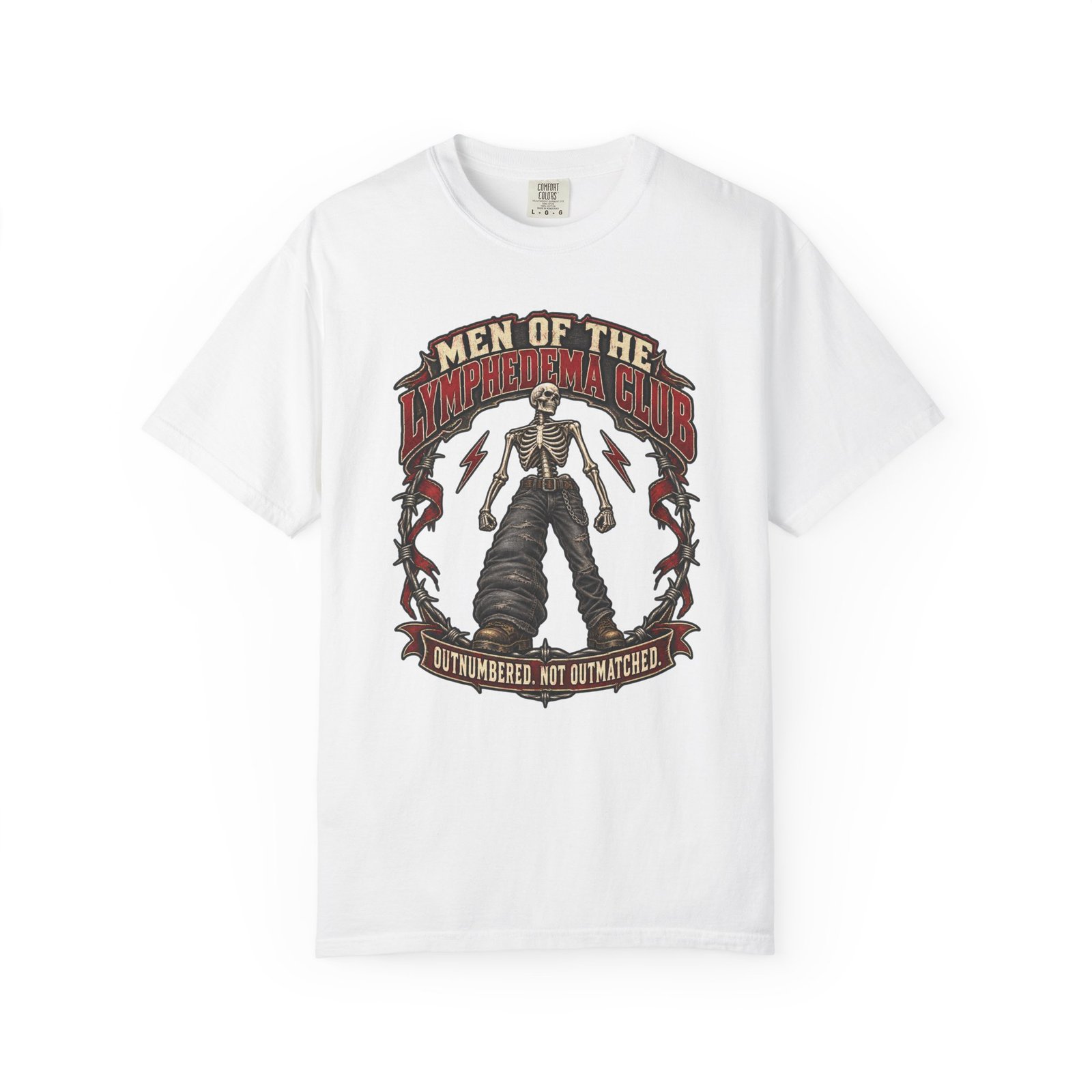 Lymphedema Club Graphic T-Shirt - "Men of the Lymphedema Club: Outnumbered, Not Outmatched" - Image 8