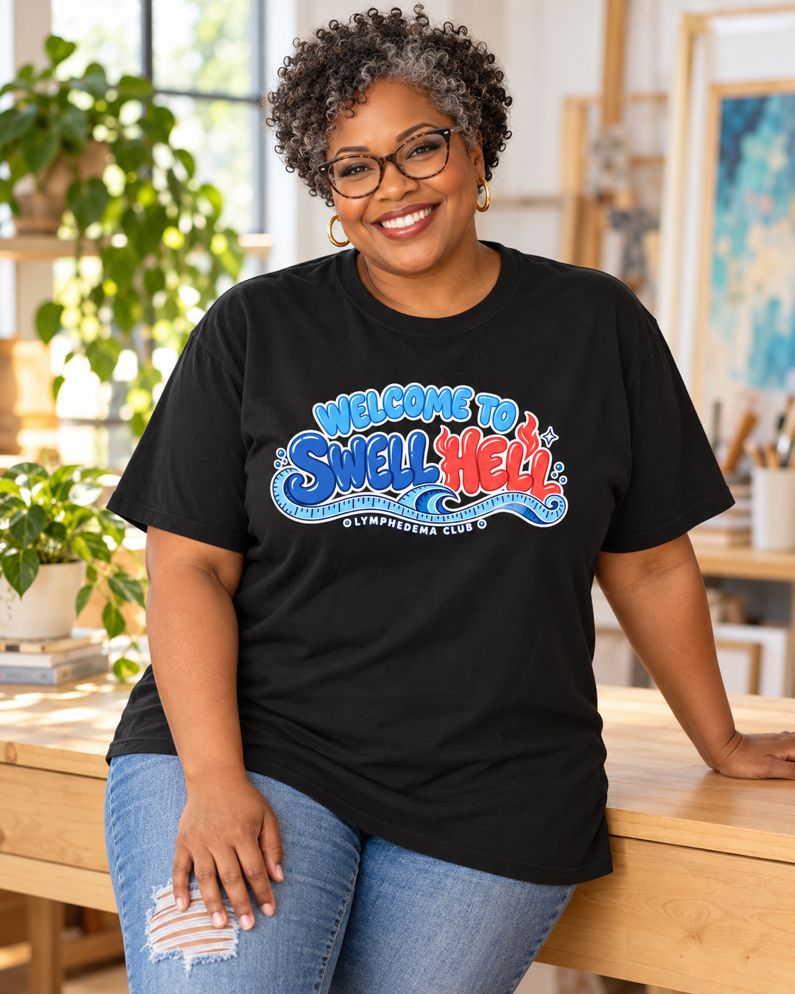 Welcome to Swell Hell Lymphedema Club Comfort ColorsĀ® 1717 T-Shirt - Dark Colors