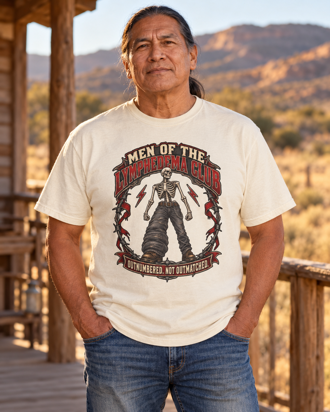 Lymphedema Club Graphic T-Shirt - "Men of the Lymphedema Club: Outnumbered, Not Outmatched"