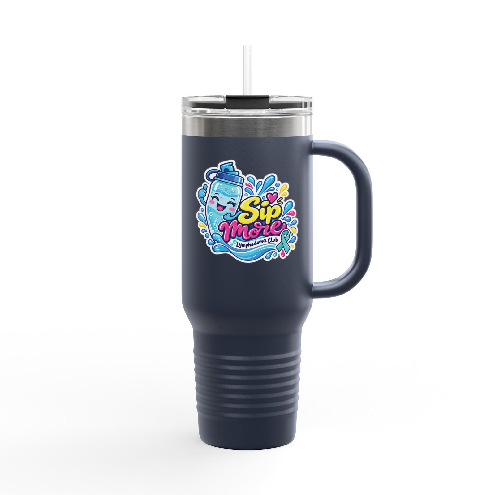 40oz Insulated Travel Mug - Colorful 'Sip More' Water Bottle Design - Image 13