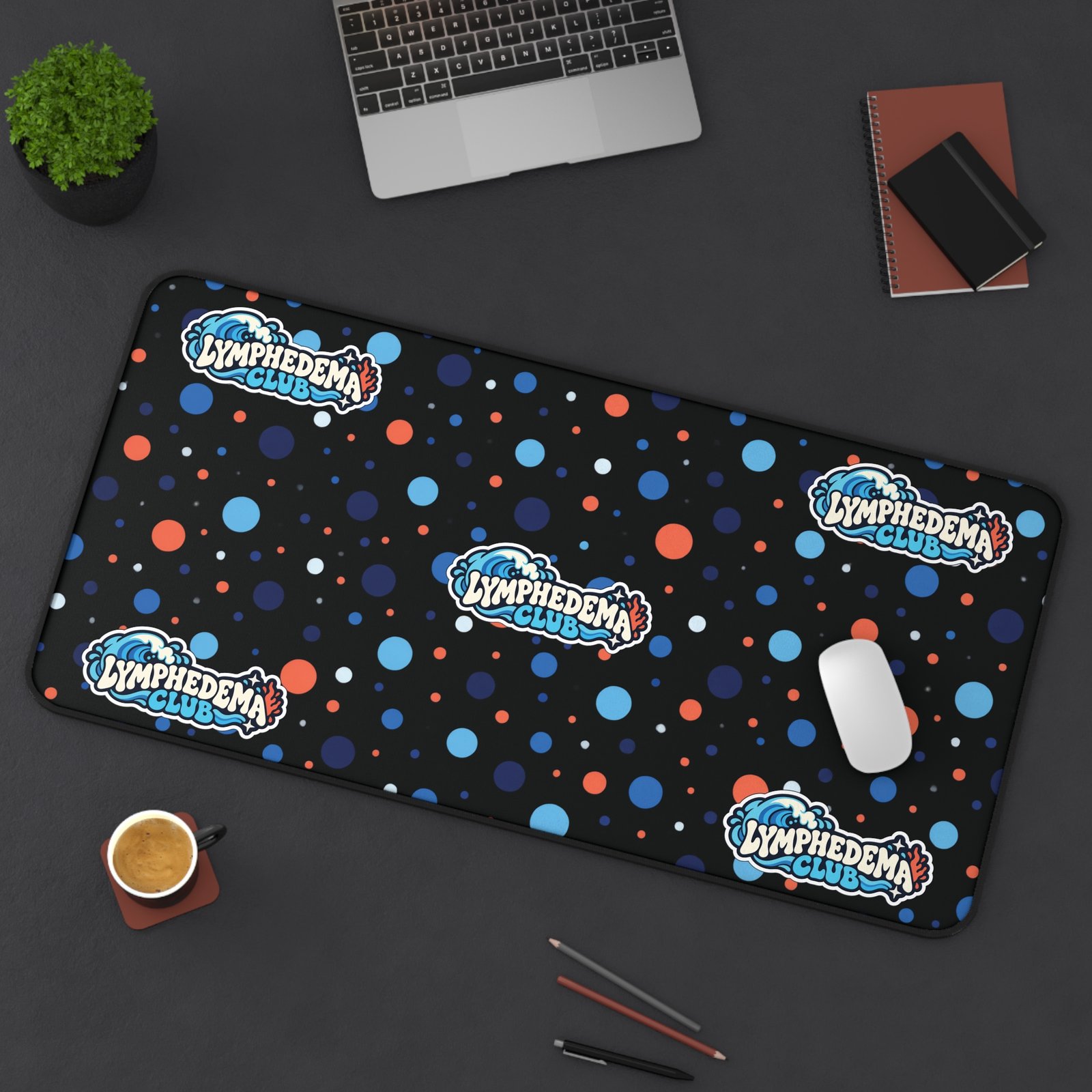 Lymphedema Club Polka Dot Desk Mat — Anti-Slip Keyboard Mouse Pad - Image 11