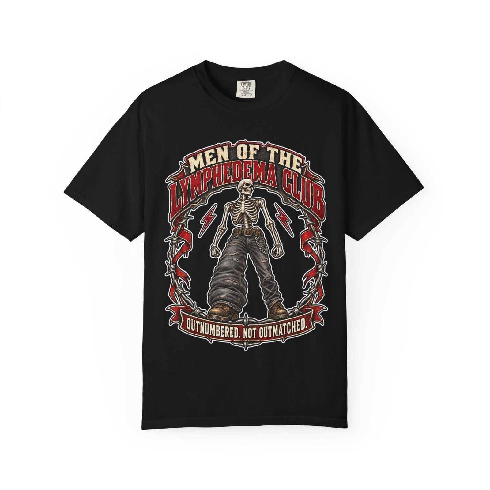 Lymphedema Club Graphic T-Shirt — "Men of the Lymphedema Club: Outnumbered, Not Outmatched" - Dark Colors - Image 13