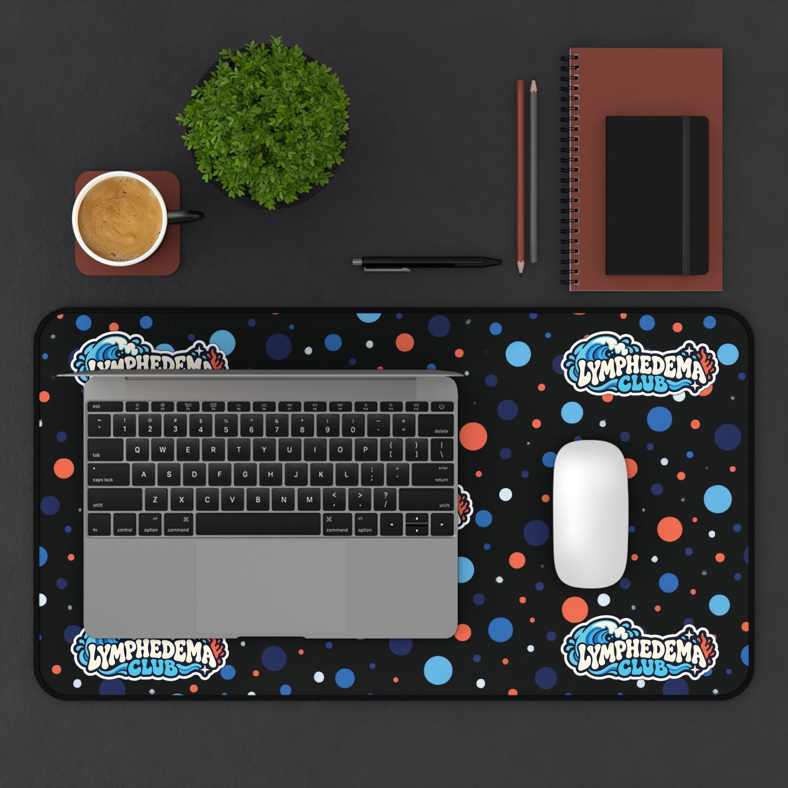Lymphedema Club Polka Dot Desk Mat — Anti-Slip Keyboard Mouse Pad - Image 3