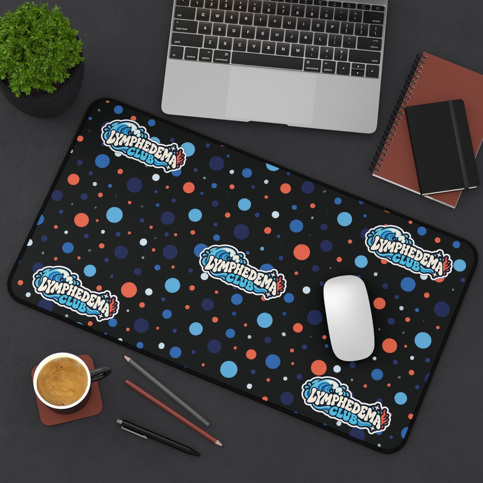 Lymphedema Club Polka Dot Desk Mat — Anti-Slip Keyboard Mouse Pad - Image 9