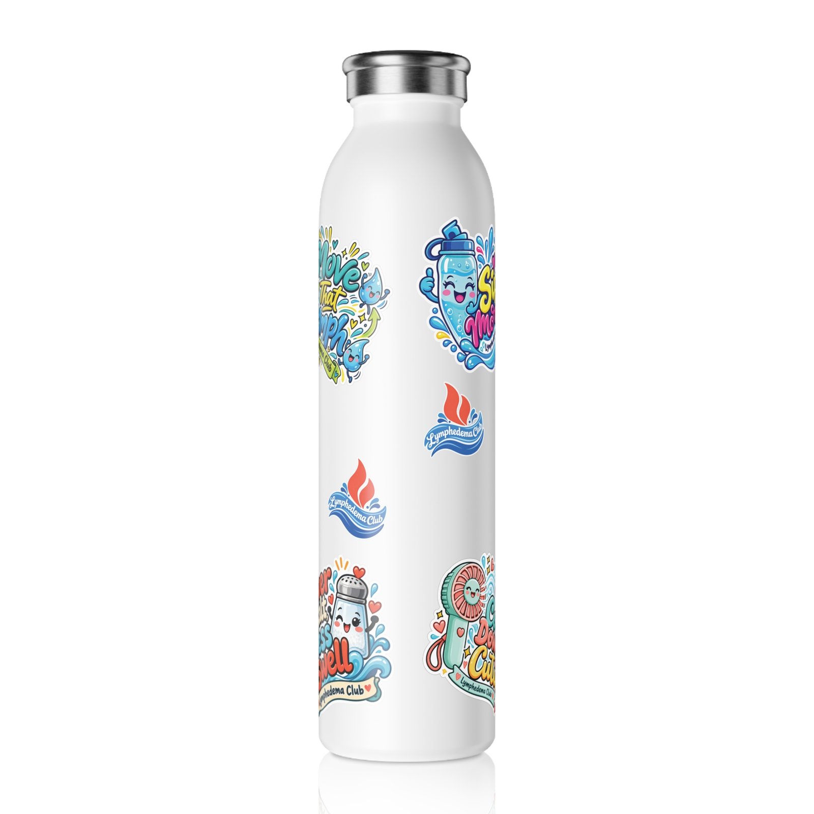 Hydrate & Celebrate Slim Water Bottle - Stickers Look - Image 5