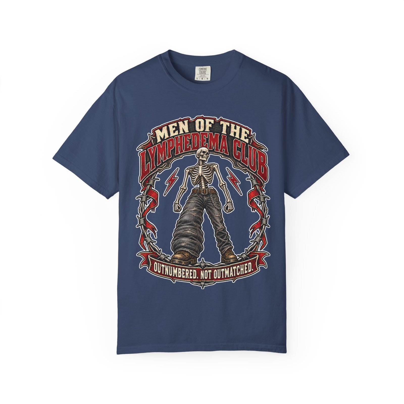 Lymphedema Club Graphic T-Shirt — "Men of the Lymphedema Club: Outnumbered, Not Outmatched" - Dark Colors - Image 10