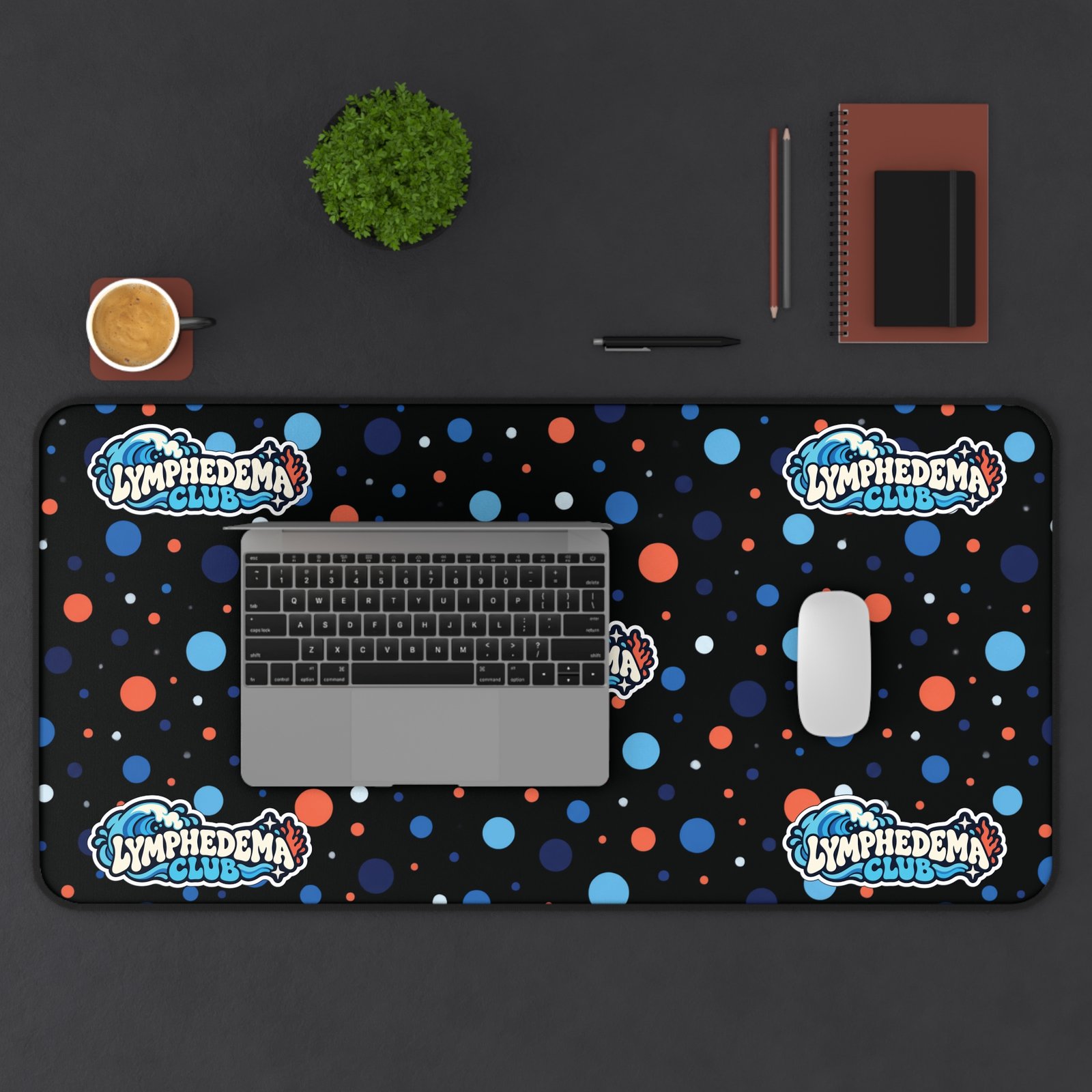 Lymphedema Club Polka Dot Desk Mat — Anti-Slip Keyboard Mouse Pad - Image 4