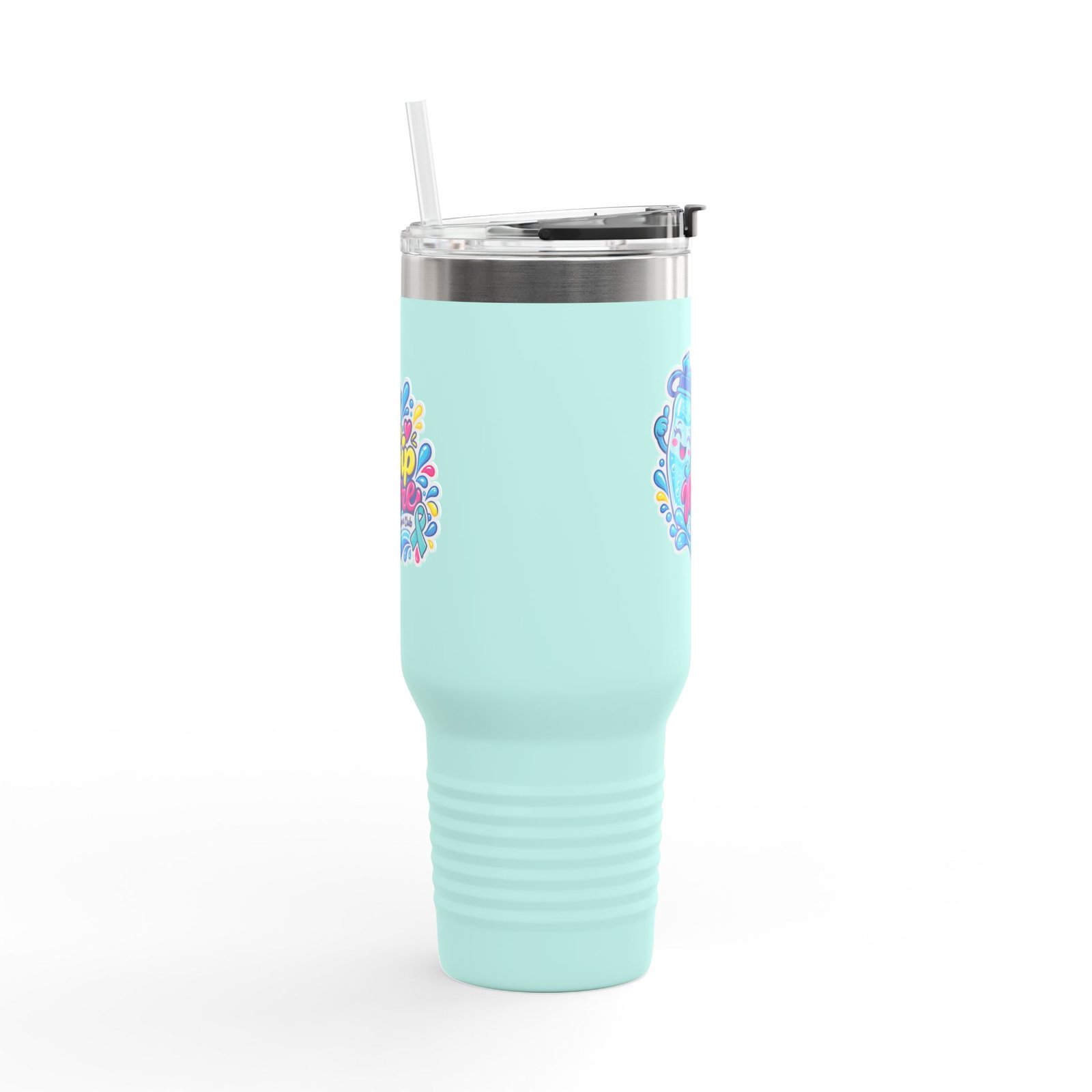 40oz Insulated Travel Mug - Colorful 'Sip More' Water Bottle Design - Image 3
