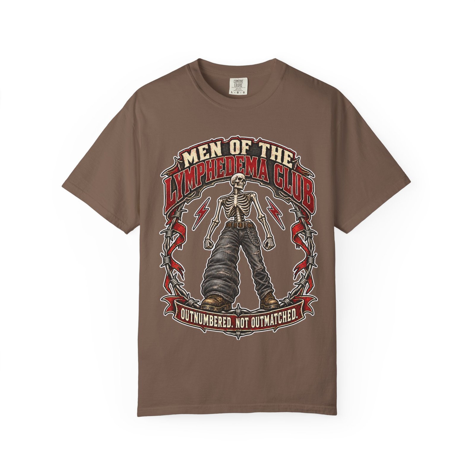 Lymphedema Club Graphic T-Shirt — "Men of the Lymphedema Club: Outnumbered, Not Outmatched" - Dark Colors - Image 12