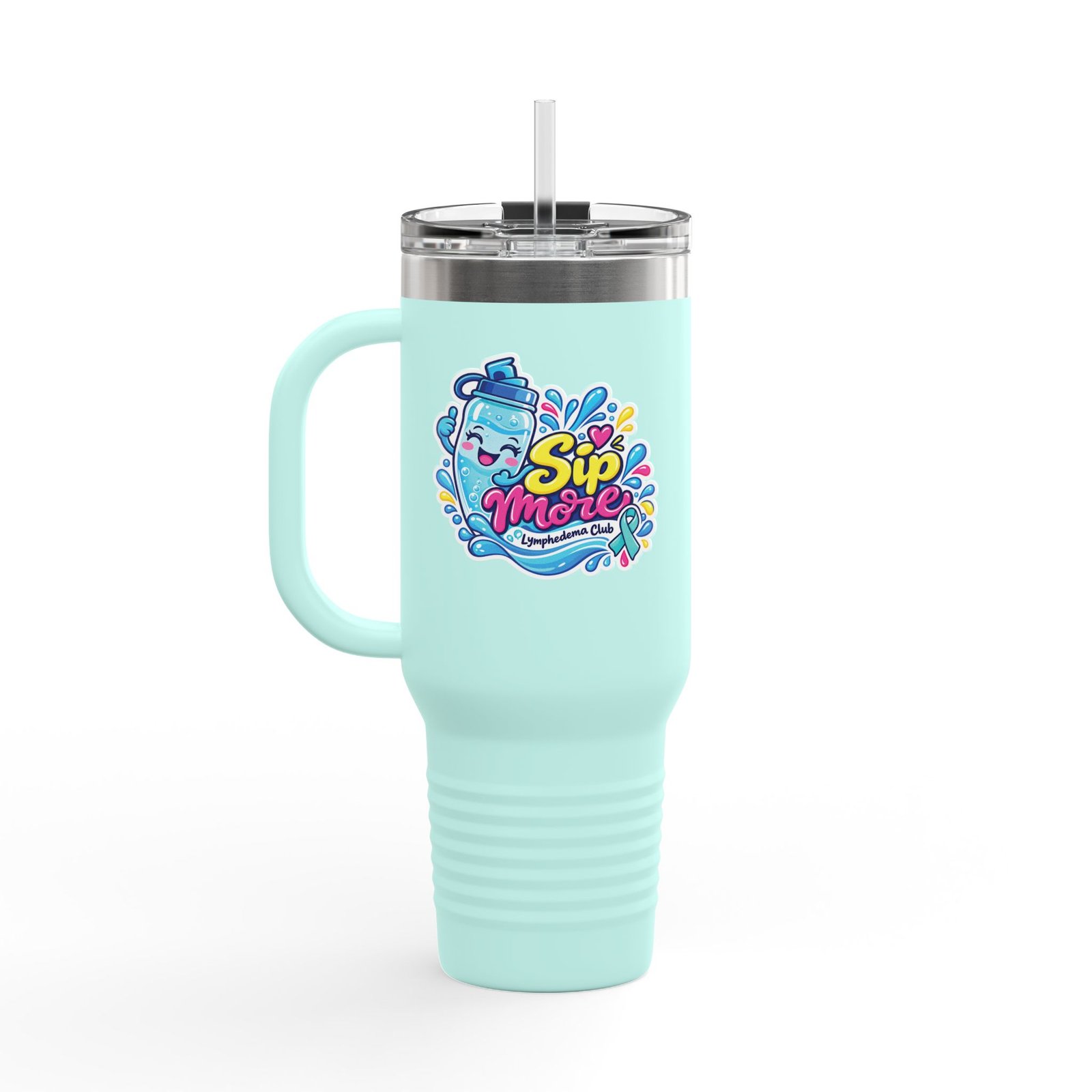 40oz Insulated Travel Mug - Colorful 'Sip More' Water Bottle Design - Image 15